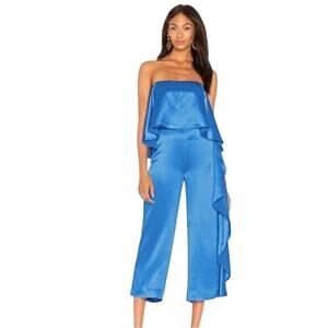 Mestiza New York Jacqueline Cropped Ruffle Jumpsuit in Sapphire NWT Size 4
